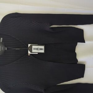 ALEEZA Paris Black Ribbed Cardigan NWT Large